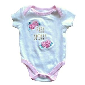 HB Girls "Free Spirit" Embroidered‎ Floral Onesie 0-3M